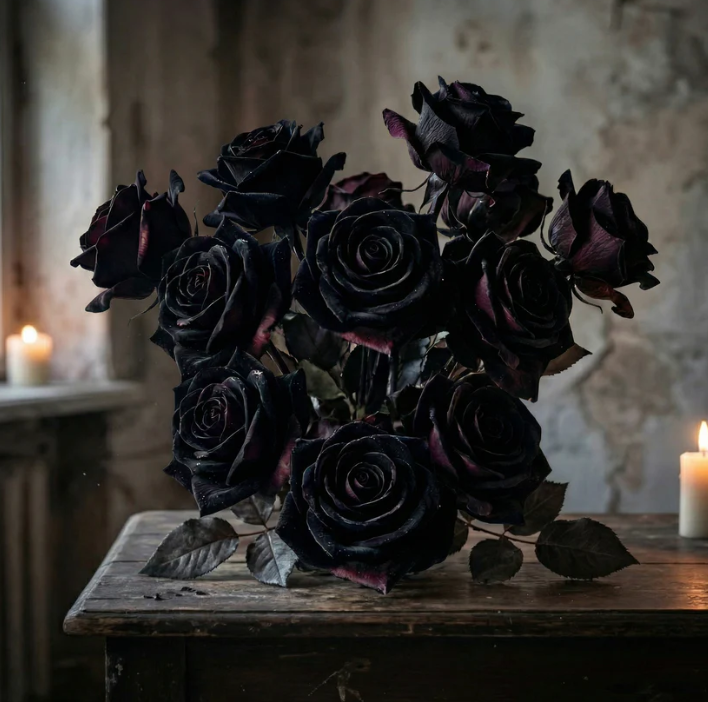 10 Rot & Schwarze Rosen