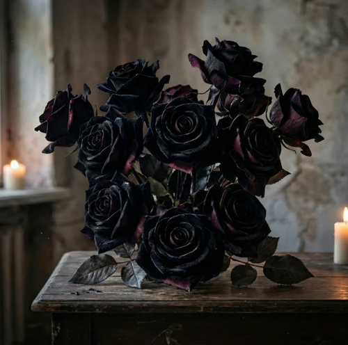 10 Rot & Schwarze Rosen